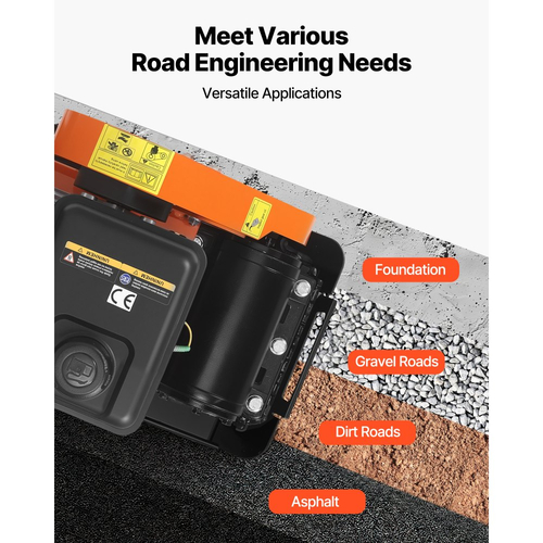 Συμπιεστής πλάκας VEVOR, κινητήρας βενζίνης 2 HP 79CC, δονούμενος κριός εδάφους 5250 VPM, δύναμη συμπύκνωσης 8 kN, πλάκα 41 x 31,5 cm, συμπιεστής με πεζοδρόμιο για διαμόρφωση τοπίου με οδοστρώματα, άσφαλτος, θεμέλια, έδαφος