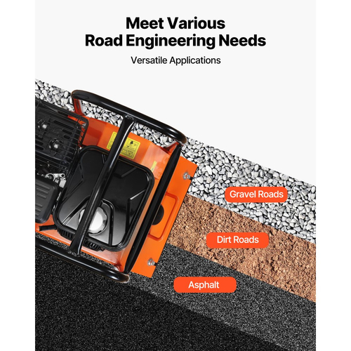 Συμπιεστής πλάκας VEVOR, κινητήρας βενζίνης 212CC 6,5 HP, δονούμενος κριός εδάφους 6400 VPM, δύναμη συμπύκνωσης 15 kN, πλάκα 53 x 40 cm, συμπιεστής με πεζοδρόμιο για διαμόρφωση τοπίου με οδοστρώματα, άσφαλτος, θεμέλια, έδαφος