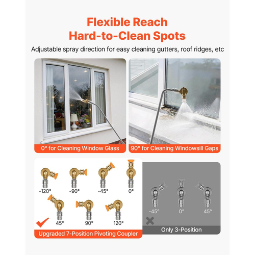 Τηλεσκοπική ράβδος πλυστικού υψηλής πίεσης VEVOR 7,62 m, με ράβδους επέκτασης και εύκαμπτο σωλήνα υψηλής πίεσης, κεφαλή βούρτσας, 7 ακροφύσια, προσαρμογέας εύκαμπτου σωλήνα, ιμάντα στήριξης, τσάντα αποθήκευσης, 4000 PSI για υψηλό καθαρισμό