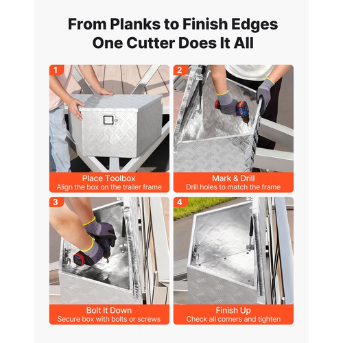 VEVOR Κουτί με Γλωσσίδα Τρέιλερ, Κουτί Εργαλείων Αλουμινίου με Γλωσσίδα Τρέιλερ 660 x 330 x 305 mm, Οργανωτής Αποθήκευσης Βαρέως Τύπου με Κλειδαριά & Κλειδιά, Θήκη Εργαλείων για Πλατφόρμα Pickup, RV, SUV, Όχημα Εκτός Δρόμου, Ασημί