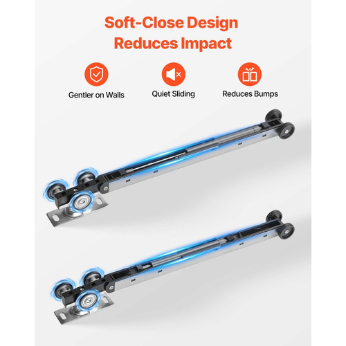 Κιτ ράγας συρόμενης πόρτας VEVOR με μηχανισμό απαλού κλεισίματος για ομαλή και αθόρυβη ολίσθηση, εύκολη εγκατάσταση, για πάχος 25 έως 45 mm, πλάτος 610 mm, μονής πόρτας