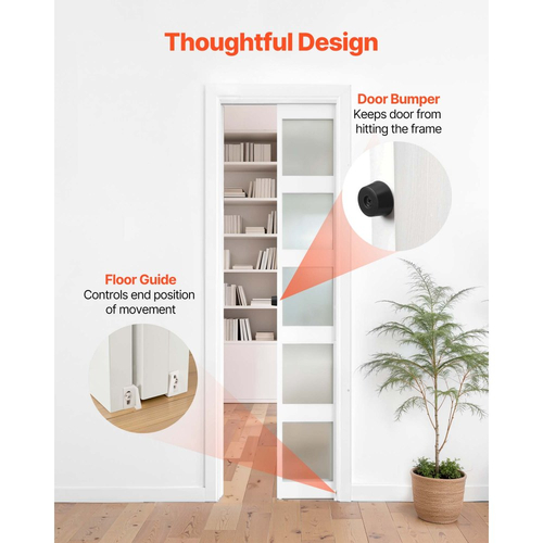 Κιτ ράγας συρόμενης πόρτας VEVOR με μηχανισμό απαλού κλεισίματος για ομαλή και αθόρυβη ολίσθηση, εύκολη εγκατάσταση, για πάχος 25 έως 45 mm, πλάτος 610 mm, μονής πόρτας