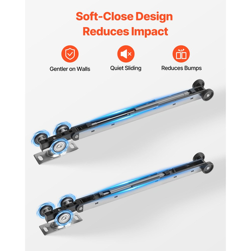 Κιτ ράγας συρόμενης πόρτας τσέπης VEVOR, Κιτ ράγας πόρτας τσέπης 1441 mm με μηχανισμό soft closing για ομαλή και αθόρυβη ολίσθηση, εύκολη εγκατάσταση, για πάχος 25 έως 45 mm και πλάτος 762 mm για μία πόρτα