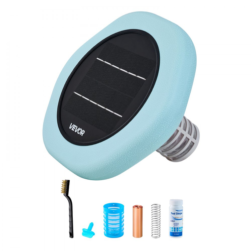 Ιονιστής πισίνας VEVOR Ηλιακός, Εξάγωνος ιονιστής πισίνας από χαλκό έως 170343 L, Πλωτό αυτόματο καθαριστικό νερού, νερό χωρίς χλώριο, με χάλκινη άνοδο, ελατήριο, βούρτσα και φίλτρο για πισίνες και σπα