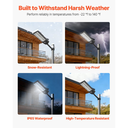 VEVOR 8000W Ηλιακά φώτα δρόμου εξωτερικού χώρου, 450000LM, Φώτα επαγγελματικού χώρου στάθμευσης από το σούρουπο έως την αυγή, Λαμπτήρας ασφαλείας LED πλημμύρας με αισθητήρα κίνησης, Αδιάβροχος εξωτερικός φωτισμός IP65, για αυλή, 3 τεμάχια