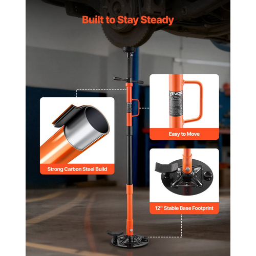 Βάση στήριξης κάτω από ανυψωτικό VEVOR, Χωρητικότητα 1 τόνου για βάση γρύλου κάτω από ανυψωτικό με λαβή, Ρυθμιζόμενο ύψος, Λαβή περιστροφής τοποθετημένη σε ρουλεμάν, Αυτοασφαλιζόμενη βίδα με σπείρωμα, Σταθερή βάση, Υποστήριξη εξαρτημάτων οχήματος