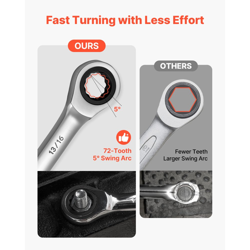 Σετ κλειδιών VEVOR, 16 τεμαχίων, μεγέθη SAE, 72 δόντια, σετ κλειδιών με καστάνια από χάλυβα Cr-V, με θήκη για ρολό, ανοιχτό άκρο, διαφανείς ετικέτες μεγέθους, για γενικές επισκευές σπιτιού και αυτοκινήτων, ασημί