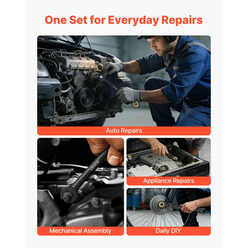 Σετ κλειδιών καστάνιας VEVOR με εύκαμπτη κεφαλή, 24 τεμαχίων SAE και μετρικό, 72 δόντια, σετ εύκαμπτων κλειδιών συνδυασμού με καστάνια από χάλυβα Cr-V με θήκη αποθήκευσης, για γενικές επισκευές σπιτιού και αυτοκινήτων, μαύρο