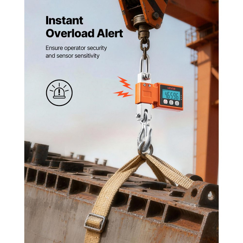 Ψηφιακή ζυγαριά γερανού VEVOR, μέγιστη χωρητικότητα 1100 lbs/500 kg, βαρέως τύπου βιομηχανική κρεμαστή ζυγαριά με θήκη από χυτό αλουμίνιο και οθόνη LCD, διαίρεση 100 g και διακόπτη 3 μονάδων, ρύθμιση αυτόματης απενεργοποίησης για γκαράζ