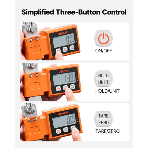 Ψηφιακή ζυγαριά γερανού VEVOR, μέγιστη χωρητικότητα 1100 lbs/500 kg, βαρέως τύπου βιομηχανική κρεμαστή ζυγαριά με θήκη από χυτό αλουμίνιο και οθόνη LCD, διαίρεση 100 g και διακόπτη 3 μονάδων, ρύθμιση αυτόματης απενεργοποίησης για γκαράζ