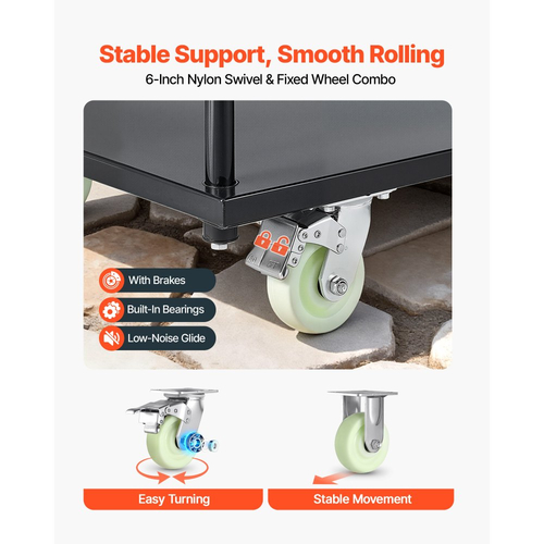 Φορτηγό πλατφόρμας βαρέως τύπου VEVOR, χωρητικότητας 907,18 kg, βιομηχανικό χαλύβδινο καρότσι με περιστρεφόμενους τροχούς και λαβή, καρότσι πλατφόρμας με χειροκίνητη ώθηση, εύκολη αποθήκευση, για μετακίνηση αποσκευών, 1525 x 700 x 1090 mm