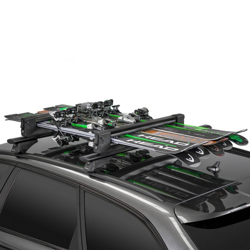 Menabo - Βάση Σκι Οροφής Αλουμινίου Yelo Black με Κλειδί για 6 Ζευγάρια Σκι ή 4 Snowboard για Ασφαλή Μεταφορά Φορτίου - 1 Σετ (14200/MB)