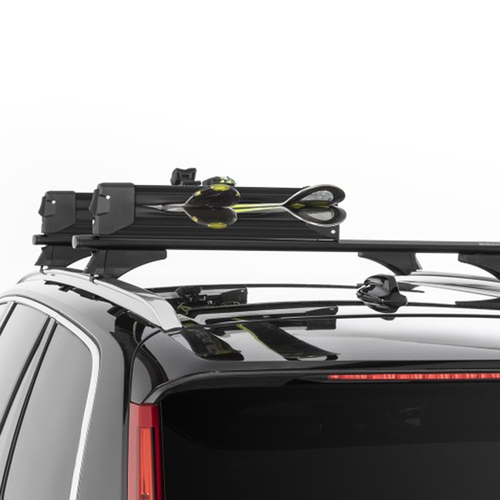 Menabo - Βάση Σκι Οροφής Αλουμινίου Yelo 4 NS Black με Κλειδί για 4 Ζευγάρια Σκι ή 2 Snowboard για Ασφαλή Μεταφορά Φορτίου - 1 Σετ (14590/MB)