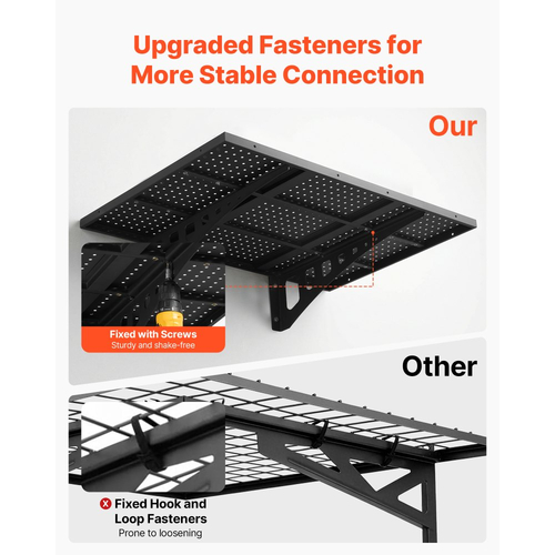 Ράφια τοίχου γκαράζ VEVOR 2 επιπέδων βαρέως τύπου, ατσάλινη μονάδα ραφιών τοίχου 610 x 914 mm, μεταλλική βάση αποθήκευσης 610 x 914 mm ανά ράφι για γκαράζ με συνολική χωρητικότητα βάρους 254 kg, μαύρη