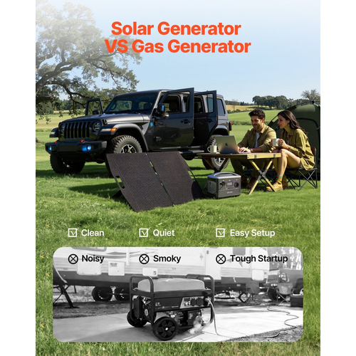 Φορητός σταθμός παραγωγής ενέργειας VEVOR με ηλιακό πάνελ 100W, σταθμός παραγωγής ενέργειας με ηλιακή γεννήτρια 600W, εφεδρική μπαταρία LiFePO4 493Wh με 7 θύρες εξόδου για οικιακή έκτακτη ανάγκη, κάμπινγκ σε εξωτερικούς χώρους, ταξίδια με τροχόσπιτο