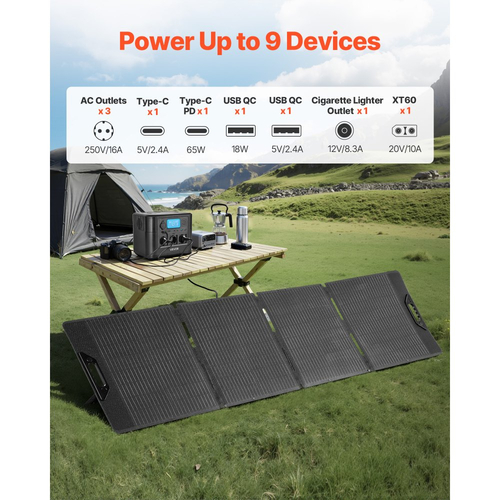 Φορητός σταθμός παραγωγής ενέργειας VEVOR με ηλιακό πάνελ 200W, σταθμός παραγωγής ενέργειας με ηλιακή γεννήτρια 1200W, εφεδρική μπαταρία LiFePO4 806Wh με 9 θύρες εξόδου για οικιακή έκτακτη ανάγκη, κάμπινγκ σε εξωτερικούς χώρους, ταξίδια με τροχόσπιτο