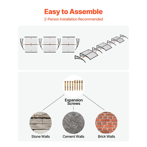 Τέντες VEVOR για Πόρτα Είσοδο, 38 x 117 ίντσες, Τέντες Εξωτερικού Παραθύρου με Αποχέτευση & Βάση ABS, Προστασία από Βροχή, Χιόνι, Αντηλιακή Προστασία, Προεξέχον Πολυανθρακικό Στέγαστρο Πόρτας για Βεράντα, Διαφανές