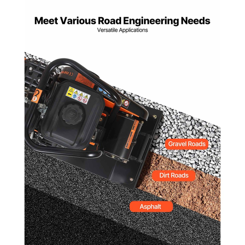 Συμπιεστής πλάκας VEVOR, κινητήρας βενζίνης 196CC 6,5 HP, δονούμενος κριός εδάφους 5600 VPM, δύναμη συμπύκνωσης 10,5 kN, πλάκα 51 x 37 cm, συμπιεστής με πεζοδρόμιο για διαμόρφωση τοπίου με οδοστρώματα, άσφαλτος, θεμέλια, έδαφος