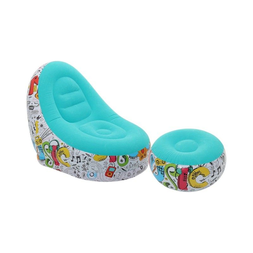 Φουσκωτή πολυθρόνα με υποπόδιο - 812389 - Blue