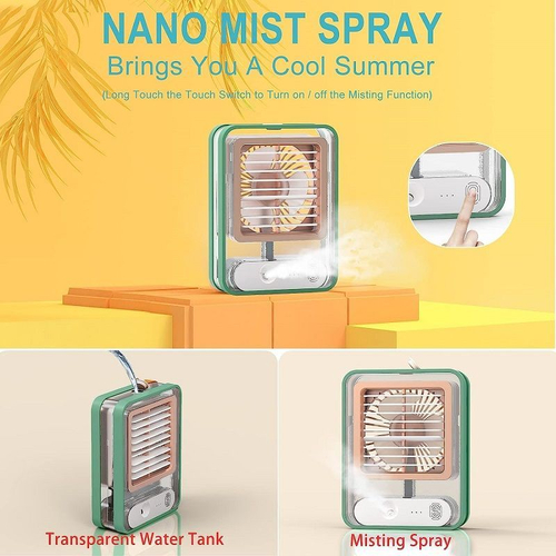 Επαναφορτιζόμενος mini ανεμιστήρας & υγραντήρας - 903487 - Blue