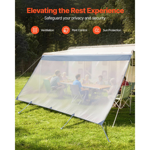 Σκίαστρο για τέντες VEVOR RV, 2 x 4,3 m Πολυεστερικό πλέγμα για σκίαση (χωράει τέντες 4,5 m), Διπλά ραμμένο αναπνεύσιμο αντηλιακό για ταξίδια και υπαίθριες κατασκηνώσεις RV