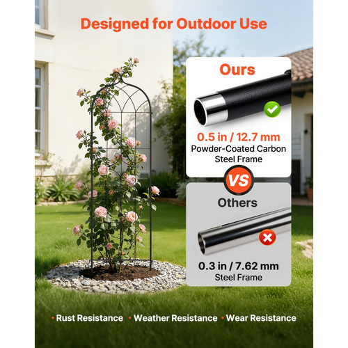 Πλέγμα Κήπου VEVOR, Πλέγμα Τριανταφυλλιάς 180 x 52,5 cm, 2 συσκευασίες πέργκολας για τριανταφυλλιές λουλουδιών κήπου με φινίρισμα ηλεκτροστατικής βαφής και βολικό σχεδιασμό κλειδώματος, Πλέγματα Στήριξης Φυτών για Λουλούδια, Λαχανικά, Τριαντάφυλλα