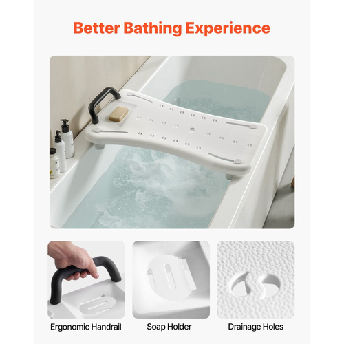 Πάγκος μεταφοράς μπανιέρας VEVOR με λαβή, κάθισμα ντους 150 kg, φορητός πάγκος μπανιέρας για μπανιέρες πλάτους 41 cm-62 cm, σανίδα μπανιέρας με ρυθμιζόμενα αντιολισθητικά πόδια για ενήλικες, ηλικιωμένους, ηλικιωμένους και άτομα με αναπηρία