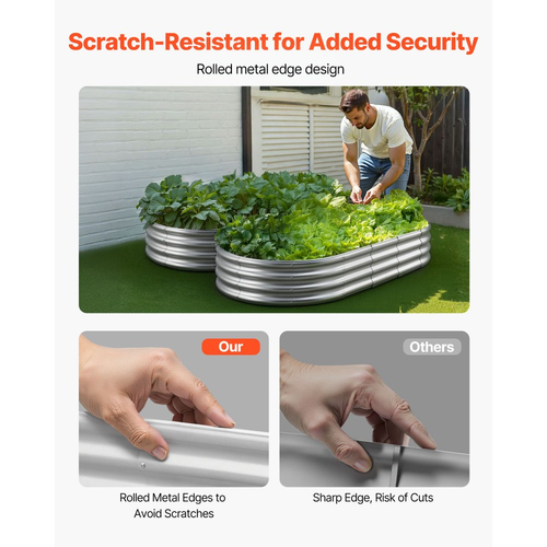 Μεταλλικό υπερυψωμένο παρτέρι VEVOR, 1,8 x 0,9 x 0,3 m Γαλβανισμένη γλάστρα εξωτερικού χώρου, ανοιχτού πάτου, μεγάλη υπερυψωμένη γλάστρα για καλλιέργεια λαχανικών, λουλουδιών, παχύφυτων, γαλβανισμένο χρώμα