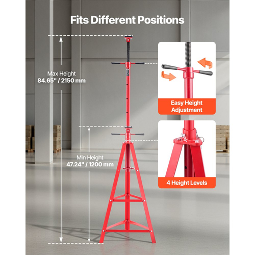 Βάση τρίποδου VEVOR για ανύψωση κάτω από το έδαφος, βάση γρύλου υψηλής ανύψωσης χωρητικότητας 2 τόνων, στήριξη κάτω από το έδαφος, ανύψωση από 1200 mm έως 2150 mm, ρυθμιζόμενο ύψος 4 επιπέδων, βαρέως τύπου ανθρακούχος χάλυβας για ανύψωση και στήριξη αυτοκινήτου