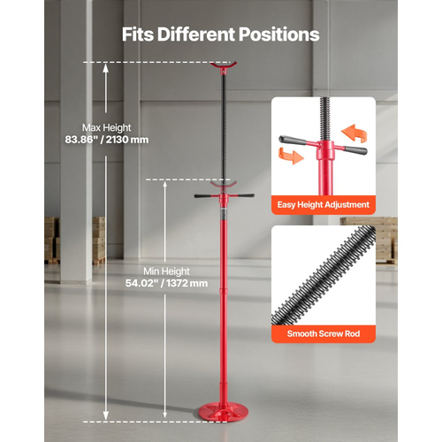Βάση στήριξης κάτω από ανυψωτικό VEVOR, Χωρητικότητα 1/2 τόνου κάτω από βάση γρύλου ανύψωσης, Ανύψωση από 1372 έως 2130 mm, Λαβή περιστροφής τοποθετημένη σε ρουλεμάν, Αυτοασφαλιζόμενη βίδα με σπείρωμα, Σταθερή βάση, Υποστήριξη εξαρτημάτων οχήματος