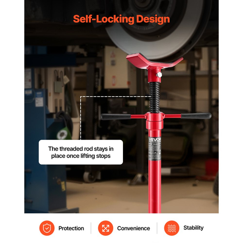 Βάση στήριξης κάτω από ανυψωτικό VEVOR, Χωρητικότητα 3/4 τόνου κάτω από βάση γρύλου ανύψωσης, Ανύψωση από 1372 έως 2130 mm, Λαβή περιστροφής τοποθετημένη σε ρουλεμάν, Αυτοασφαλιζόμενη βίδα με σπείρωμα, Σταθερή βάση, Υποστήριξη εξαρτημάτων οχήματος