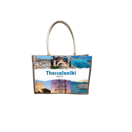 Τουριστική τσάντα λινή με κουμπί - Thessaloniki - 36*25*16cm - 871885