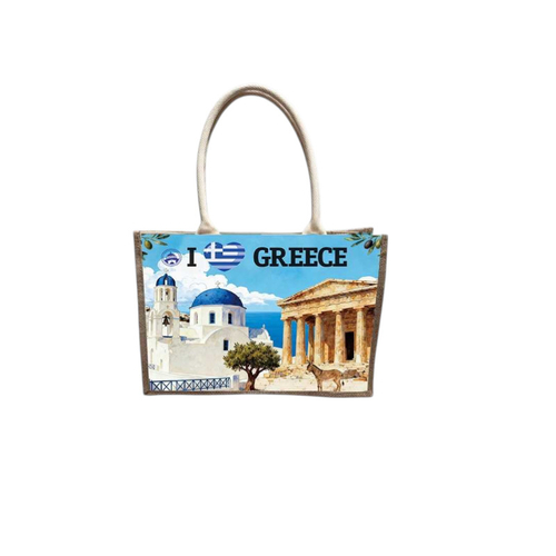 Τουριστική τσάντα λινή με κουμπί - Greece - 36*25*16cm - 871897