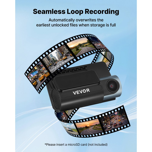 Κάμερα VEVOR εμπρός και πίσω, 4K+1080P, έλεγχος μέσω εφαρμογής WiFi, κάμερα αυτοκινήτου διπλού καναλιού με ενσωματωμένο GPS, αισθητήρα G, μπροστινή γωνία 123° & πίσω 125°, μεγάλη οθόνη 76,2 mm, εγγραφή βρόχου, λειτουργία στάθμευσης