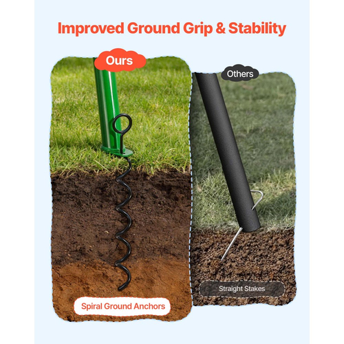 Σετ κούνιας VEVOR για αυλή, κάθισμα κούνιας με πιατάκι 80 cm και κάθισμα με ζώνη, με μεταλλική βάση βαρέως τύπου σε σχήμα Α, χωρητικότητα φορτίου 199,6 kg, ενισχυμένο με σπειροειδείς άγκυρες εδάφους, κούνια εξωτερικού χώρου για παιδιά