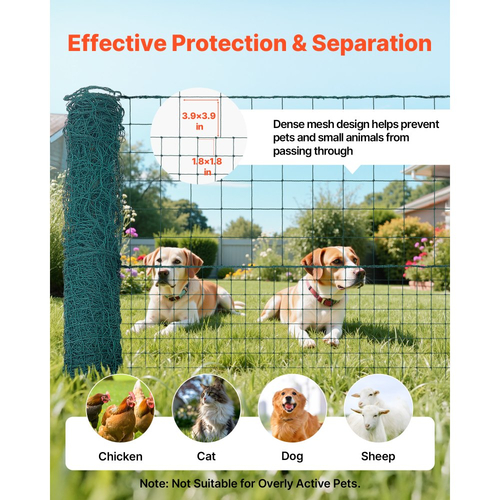 Προσωρινός φράχτης VEVOR με πασσάλους, περίφραξη από πλαστικό πλέγμα 1,05 x 25m, φράχτες ασφαλείας κήπου με δίχτυ με διπλούς πασσάλους και σχοινιά, προσωρινός φράχτης για σκύλους, κοτόπουλα, φυτά, εξωτερικούς χώρους
