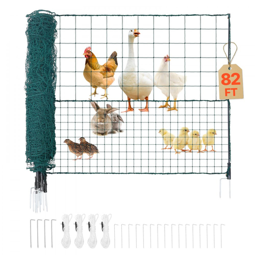 Προσωρινός φράχτης VEVOR με πασσάλους, περίφραξη από πλαστικό πλέγμα 1,05 x 25m, φράχτες ασφαλείας κήπου με δίχτυ με διπλούς πασσάλους και σχοινιά, προσωρινός φράχτης για σκύλους, κοτόπουλα, φυτά, εξωτερικούς χώρους