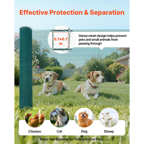 Προσωρινός φράχτης VEVOR με πασσάλους, περίφραξη από πλαστικό πλέγμα 1,2 x 25μ, φράχτες ασφαλείας κήπου με δίχτυ με διπλούς πασσάλους και σχοινιά, προσωρινός φράχτης για σκύλους, κοτόπουλα, φυτά, εξωτερικούς χώρους
