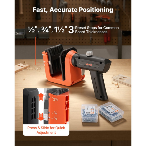 Κιτ Διάτρησης Τύπων VEVOR, Ρυθμιζόμενο 12,7 / 19 / 38,1 mm, Λαβή με περιστροφή 360°, Σύστημα Διάτρησης Τύπων με Βίδες 260, Σφιγκτήρας C, Κολάρο Στοπ, Τρυπάνι, Εύκολη Σύσφιξη και Ρύθμιση, για Ξυλουργική