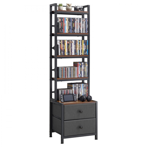 Ντουλάπι αποθήκευσης πολυμέσων VEVOR, Οργανωτής ραφιών DVD 4 ραφιών με συρτάρια, Οργανωτής αποθήκευσης πολυμέσων 40 x 30 x 143,5 cm για CD, DVD, βιβλία και παιχνίδια, Ντουλάπι CD για σαλόνι, γραφείο στο σπίτι