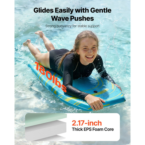 Bodyboard VEVOR 1055mm, Body Board Trainer με πυρήνα αφρού EPS και λουρί καρπού, Bodyboard παραλίας ανθεκτικό στην υπεριώδη ακτινοβολία για αρχάριους, για παιδιά έως 82 κιλά