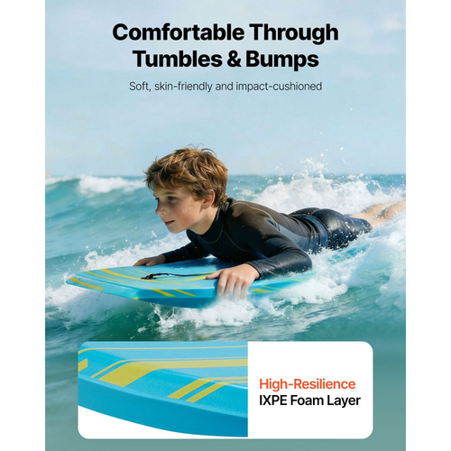 Bodyboard VEVOR 1055mm, Body Board Trainer με πυρήνα αφρού EPS και λουρί καρπού, Bodyboard παραλίας ανθεκτικό στην υπεριώδη ακτινοβολία για αρχάριους, για παιδιά έως 82 κιλά