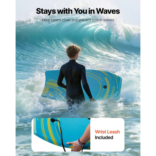 Bodyboard VEVOR 1055mm, Body Board Trainer με πυρήνα αφρού EPS και λουρί καρπού, Bodyboard παραλίας ανθεκτικό στην υπεριώδη ακτινοβολία για αρχάριους, για παιδιά έως 82 κιλά