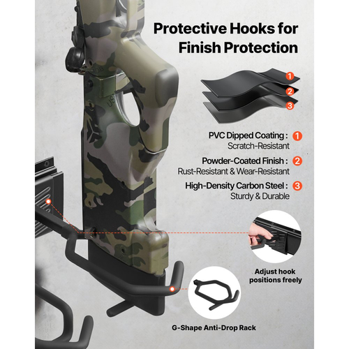 Βάση όπλων VEVOR εσωτερικού χώρου, από χάλυβα βαρέως τύπου, επιτοίχια βάση για τυφέκια και κυνηγετικά όπλα, 8 υποδοχές για μακριά όπλα, θήκη αποθήκευσης όπλων με βίδες, για σπίτι, γκαράζ, γραφείο, κατάστημα λιανικής, καμπίνα κυνηγιού, τοίχο