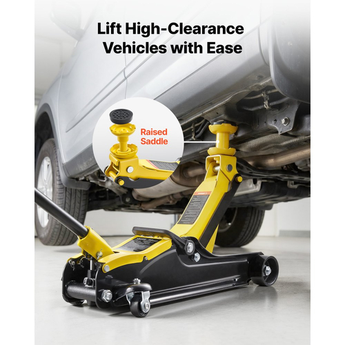 Γρύλος δαπέδου χαμηλού προφίλ VEVOR, χωρητικότητας 2,5 τόνων, ατσάλινος αγωνιστικός γρύλος δαπέδου με αντλία γρήγορης ανύψωσης μονού εμβόλου και υπερυψωμένη σέλα, υδραυλικός ανυψωτήρας καροτσιού για σπορ αυτοκίνητα, SUV, εύρος ανύψωσης 85-350 mm