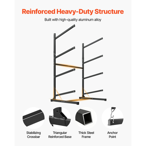 Βάση αποθήκευσης καγιάκ VEVOR για 4 καγιάκ, Χωρητικότητα 100 κιλών, Βάση βαρέως τύπου για εσωτερική αποβάθρα γκαράζ, Βάση αποθήκευσης για κανό, μικρό σκάφος, SUP, σανίδα του σερφ και σανίδα κωπηλασίας
