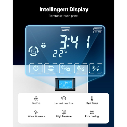 Επαγγελματική μηχανή πάγου VEVOR - Κεφαλή, Μηχανή πάγου από ανοξείδωτο ατσάλι 163 κιλά/ημέρα με αυτοκαθαρισμό, Δίσκος πάγου 156 τεμαχίων, Ρυθμιζόμενο πάχος, Ιδανική για εστιατόριο, μπαρ, καφέ, ξενοδοχείο - Μόνο κεφαλή