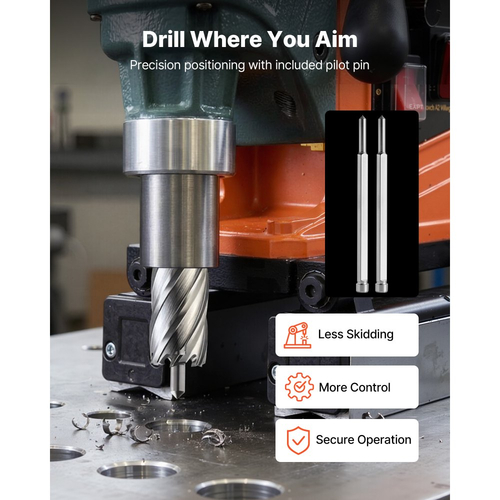 Σετ δακτυλιοειδών κοπτών VEVOR, κιτ 13 τεμαχίων τρυπανιών γενικής χρήσης με στέλεχος, βάθος κοπής 50,8 mm, διάμετρος κοπής 11,11 mm έως 26,98 mm, HSS, 11 τρυπάνια, 2 ακίδες οδηγού, πλαστική θήκη, για μαγνητικά τρυπάνια