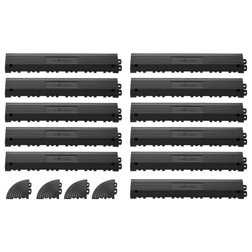 Κιτ άκρων μετάβασης VEVOR, 11 τεμαχίων, ανθεκτικό, ίσιο περίγραμμα δαπέδου γκαράζ, υλικό PP, εύκολη εγκατάσταση, προστασία άκρων για πισίνα εστιατορίου με υγρή περιοχή, συμβατό μόνο με χαλάκια αποστράγγισης VEVOR, μαύρο