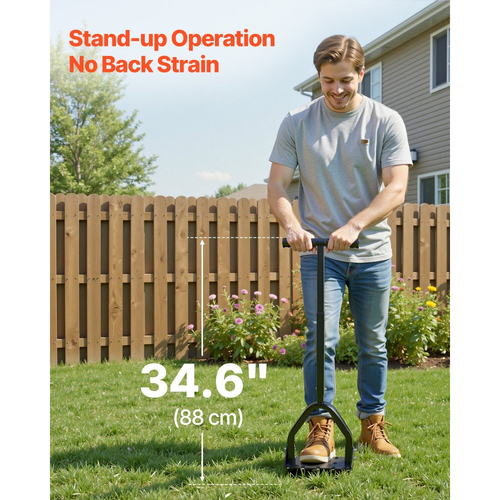 Αεριστήρας γκαζόν VEVOR, Εργαλείο χειροκίνητου αερισμού πυρήνα 9,2 ιντσών με 15 σιδερένιες αιχμές, μακριά λαβή και φαρδιά πλάκα, εργαλείο αερισμού γρασιδιού βαρέως τύπου, Αεριστήρες αυλής για αερισμό γκαζόν με συμπιεσμένο σκληρυμένο έδαφος